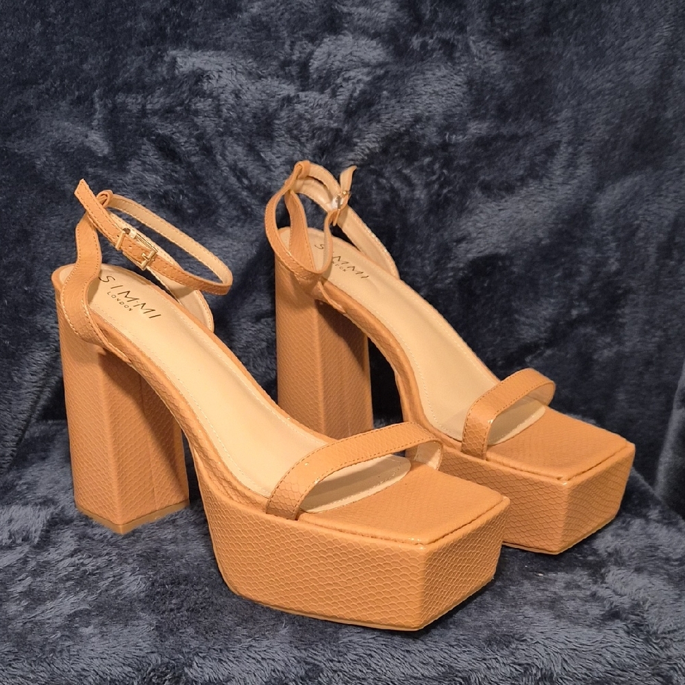 Stylish Tan Platform Heels by Simi